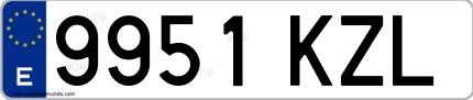 Ejemplo de matrícula española 9951 KZL