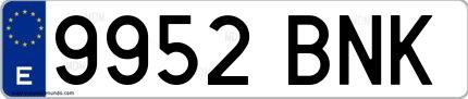 Ejemplo de matrícula española 9952 BNK