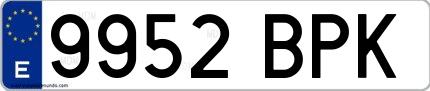 Ejemplo de matrícula española 9952 BPK