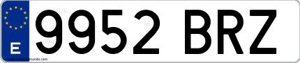 Ejemplo de matrícula española 9952 BRZ