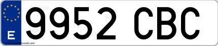 Ejemplo de matrícula española 9952 CBC