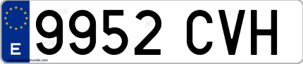Ejemplo de matrícula de coche ordinaria 9952 CVH