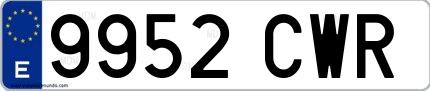 Ejemplo de matrícula española 9952 CWR