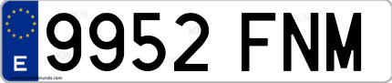 Ejemplo de matrícula de coche ordinaria 9952 FNM