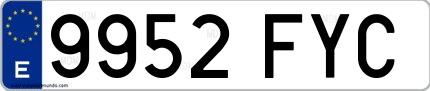 Ejemplo de matrícula española 9952 FYC