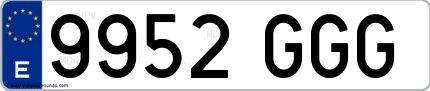 Ejemplo de matrícula española 9952 GGG