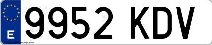 Ejemplo de matrícula española 9952 KDV