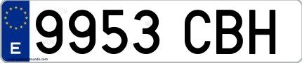Ejemplo de matrícula española 9953 CBH