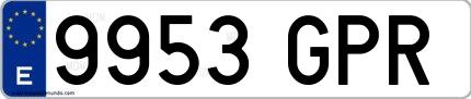 Ejemplo de matrícula española 9953 GPR