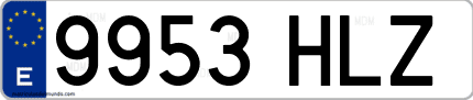 Ejemplo de matrícula de coche ordinaria 9953 HLZ