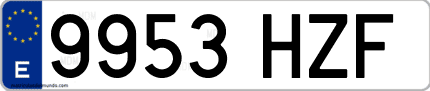 Ejemplo de matrícula de coche ordinaria 9953 HZF