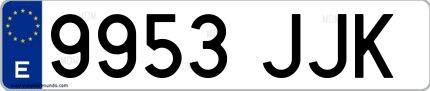 Ejemplo de matrícula española 9953 JJK