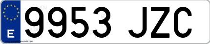 Ejemplo de matrícula española 9953 JZC