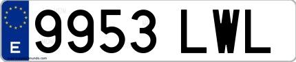 Ejemplo de matrícula española 9953 LWL