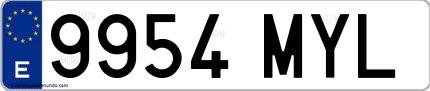 Ejemplo de matrícula española 9954 MYL