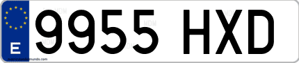 Ejemplo de matrícula de coche ordinaria 9955 HXD