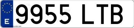 Ejemplo de matrícula española 9955 LTB