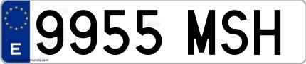 Ejemplo de matrícula española 9955 MSH