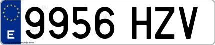 Ejemplo de matrícula española 9956 HZV