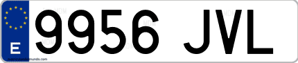 Ejemplo de matrícula de coche ordinaria 9956 JVL