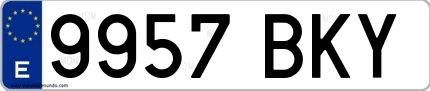 Ejemplo de matrícula española 9957 BKY
