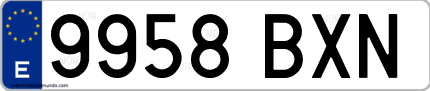 Ejemplo de matrícula de coche ordinaria 9958 BXN