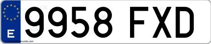 Ejemplo de matrícula española 9958 FXD