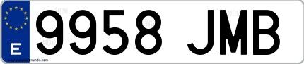 Ejemplo de matrícula de coche ordinaria 9958 JMB