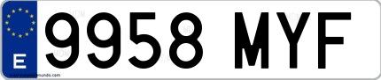 Ejemplo de matrícula española 9958 MYF