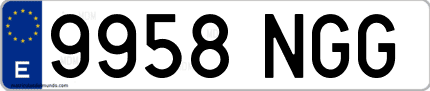 Ejemplo de matrícula de coche ordinaria 9958 NGG