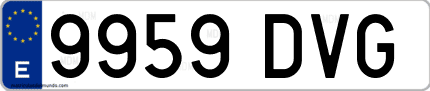 Ejemplo de matrícula de coche ordinaria 9959 DVG