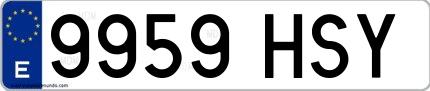 Ejemplo de matrícula española 9959 HSY