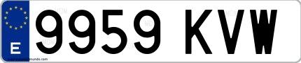 Ejemplo de matrícula española 9959 KVW