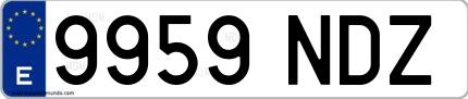 Ejemplo de matrícula española 9959 NDZ