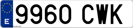 Ejemplo de matrícula de coche ordinaria 9960 CWK