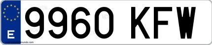 Ejemplo de matrícula española 9960 KFW