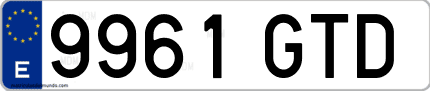 Ejemplo de matrícula de coche ordinaria 9961 GTD