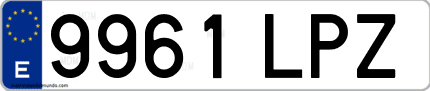 Ejemplo de matrícula de coche ordinaria 9961 LPZ