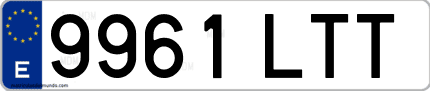 Ejemplo de matrícula de coche ordinaria 9961 LTT