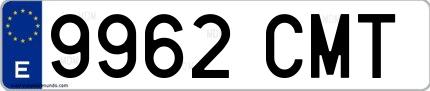 Ejemplo de matrícula española 9962 CMT