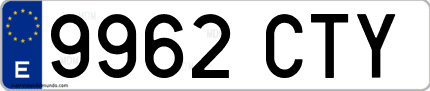 Ejemplo de matrícula de coche ordinaria 9962 CTY