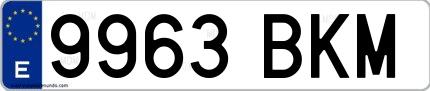 Ejemplo de matrícula española 9963 BKM