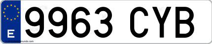 Ejemplo de matrícula española 9963 CYB