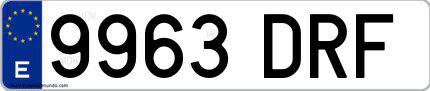 Ejemplo de matrícula española 9963 DRF