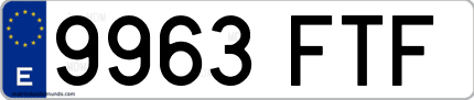 Ejemplo de matrícula de coche ordinaria 9963 FTF