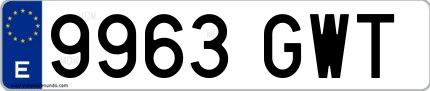 Ejemplo de matrícula española 9963 GWT