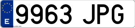 Ejemplo de matrícula de coche ordinaria 9963 JPG