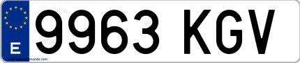 Ejemplo de matrícula española 9963 KGV