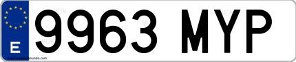Ejemplo de matrícula española 9963 MYP