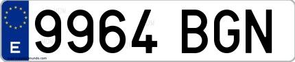 Ejemplo de matrícula española 9964 BGN